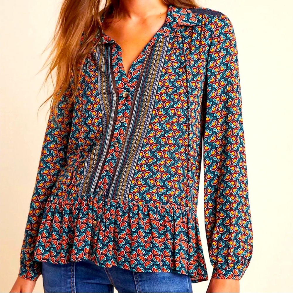 Anthropologie Maeve Janie Flounced Peasant Blouse size 0